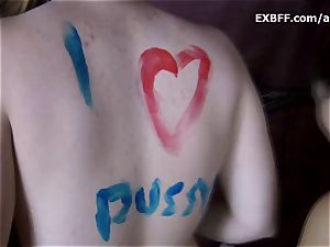 Collared furry amateur gets assets painted by girlfriend